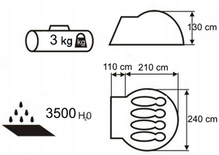 NAMIOT TURYSTYCZNY ZEFIR 4 PRO ACAMPER 3500mm + GRATIS