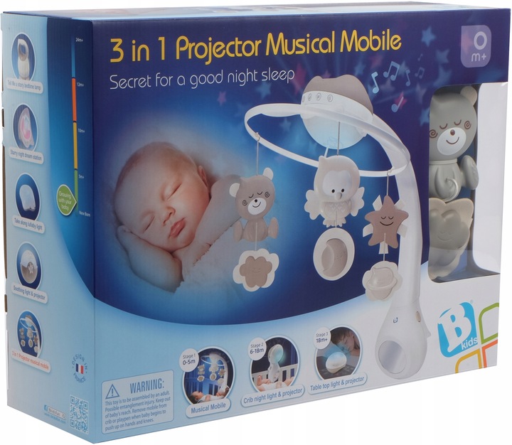 B-Kids KARUZELA DO ŁÓŻECZKA 3w1 PROJEKTOR LAMPKA