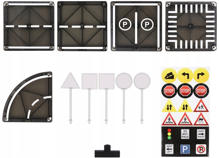 KLOCKI MAGNETYCZNE TOR SAMOCHODOWY DROGA ZE ZNAKAMI 50 ELEMENTÓW PLAYMAGS