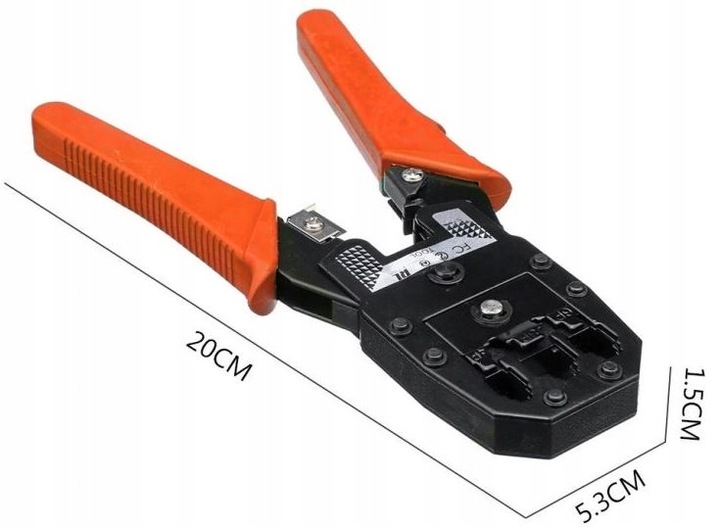 Zaciskarka Wtyków Skrętki Kabli RJ45 + Złącza 25x Wtyk RJ-45 do Zaciskania