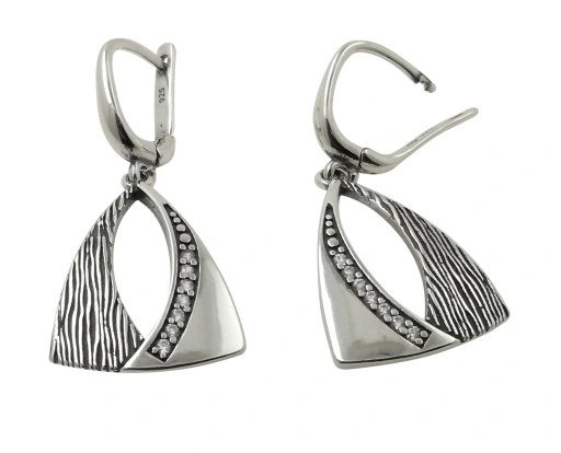 KOMPLET BIŻUTERII SREBRNEJ 925 AŻUROWY CYRKONIE SWAROVSKI + GRAWER GRATIS