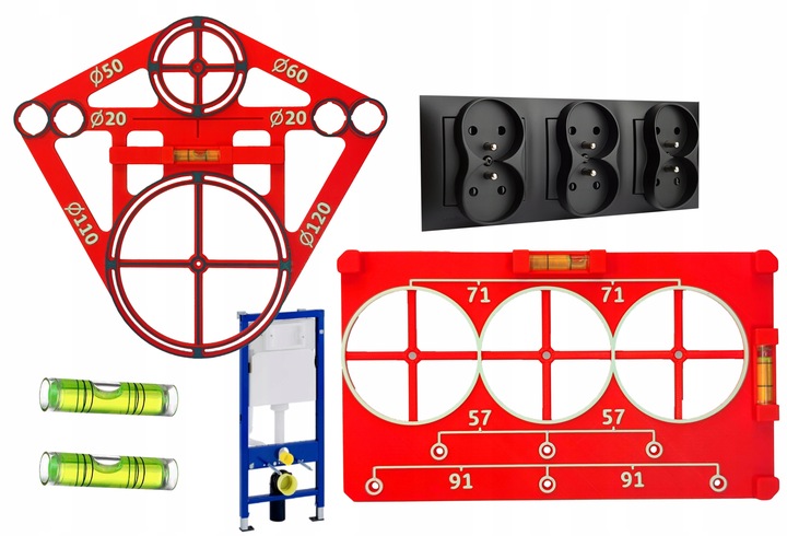 ZESTAW do Poziomowania stelaża podtynkowego i puszek prądowych z Libellą