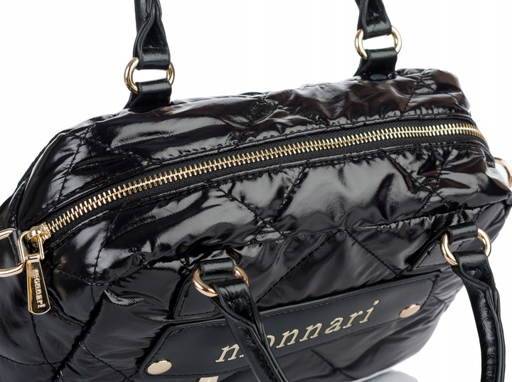 Torebka Damska Listonoszka MONNARI Pojemna KUFEREK Pikowana Lakierowana