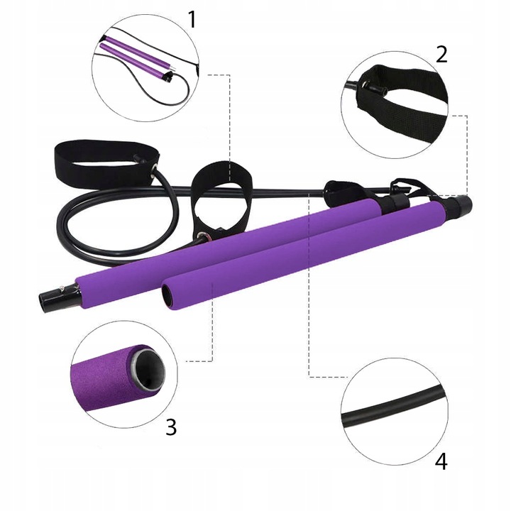 DRĄŻEK DO PILATESU BAR KIJ DO ĆWICZEŃ GUMY OPOROWE EKSPANDERY Z DRĄŻKIEM