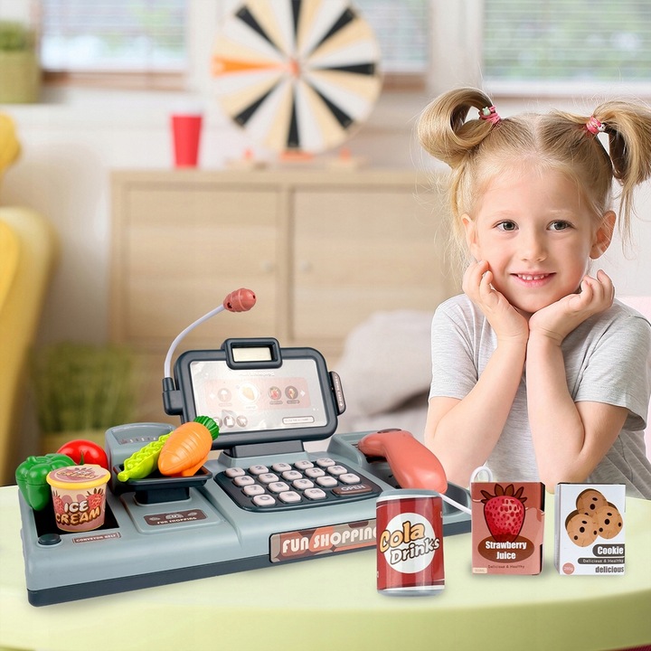 KASA FISKALNA SKLEPOWA INTERAKTYWNA ZAKUPY WAGA SKANER RUCHOMA TAŚMA KOSZYK