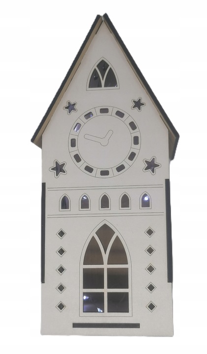 Domek lampion, oświetlenie led ciepłe, HIT biały hdf