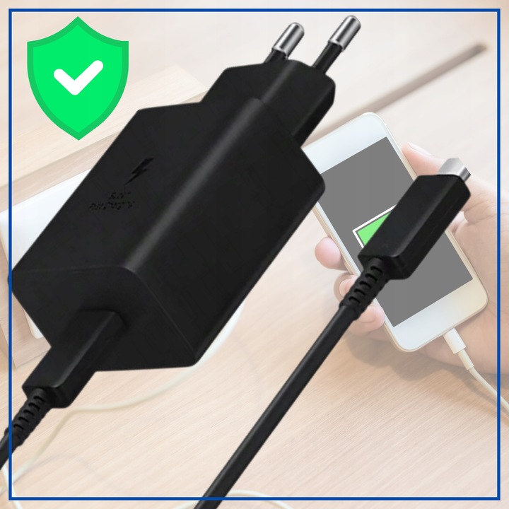 SZYBKA ŁADOWARKA SIECIOWA TELEFONU MOCNA 45W + KABEL USB-C 1M