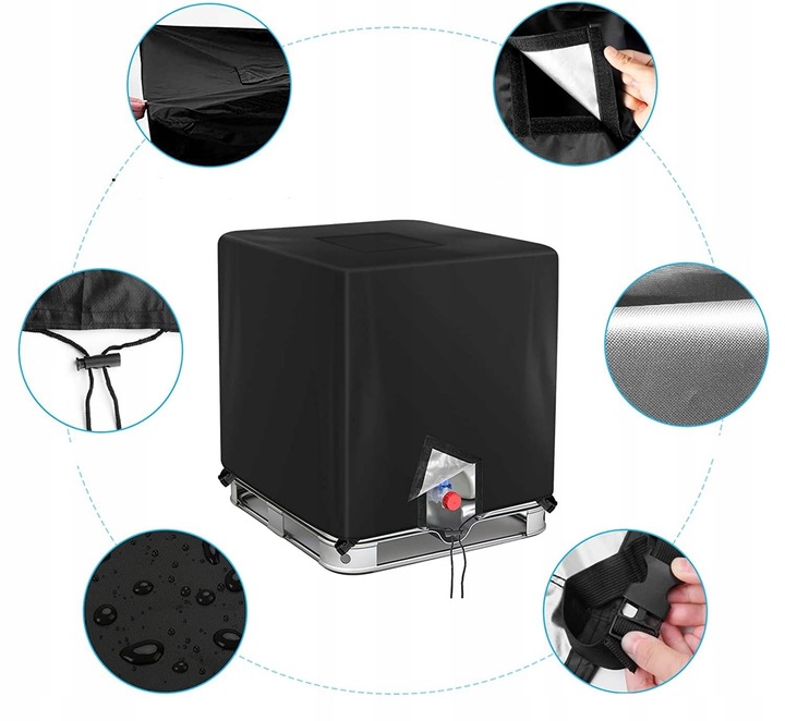 POKROWIEC PLANDEKA NA ZBIORNIK MAUZER BECZKE DESZCZÓWKĘ OCHRONNY UV 1000L