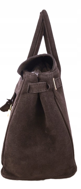 Torebka Włoska CZEKOLADOWA Kuferek SKÓRA ZAMSZ NATURALNY Vera Pelle+pasek