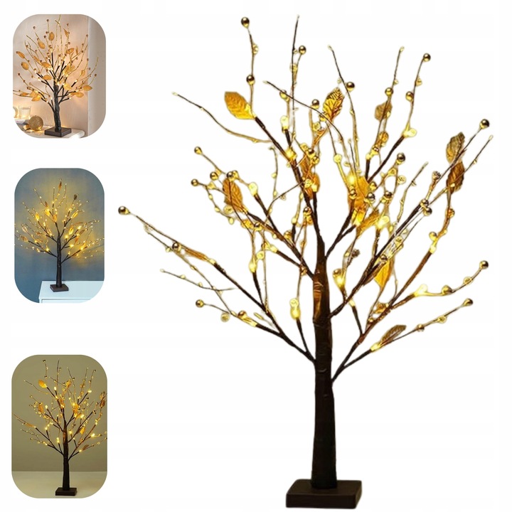 DRZEWKO LAMPKA DRZEWO LIŚCIASTE LED 55 CM LISTKI ŚWIECĄCE OZDOBA