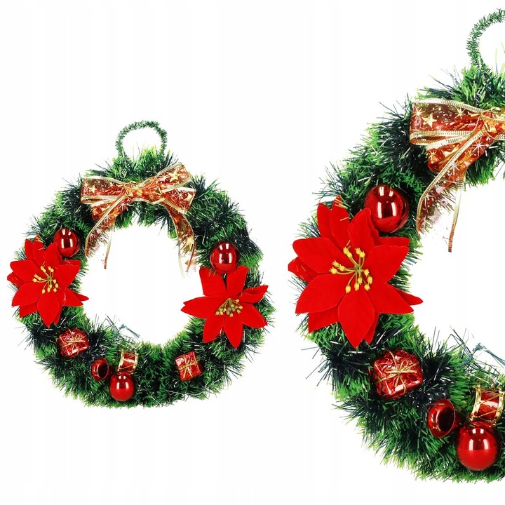 WIENIEC ŚWIĄTECZNY STROIK WIANEK NA DRZWI 35cm DUŻY PIĘKNY DEKORACJA OZDOBA