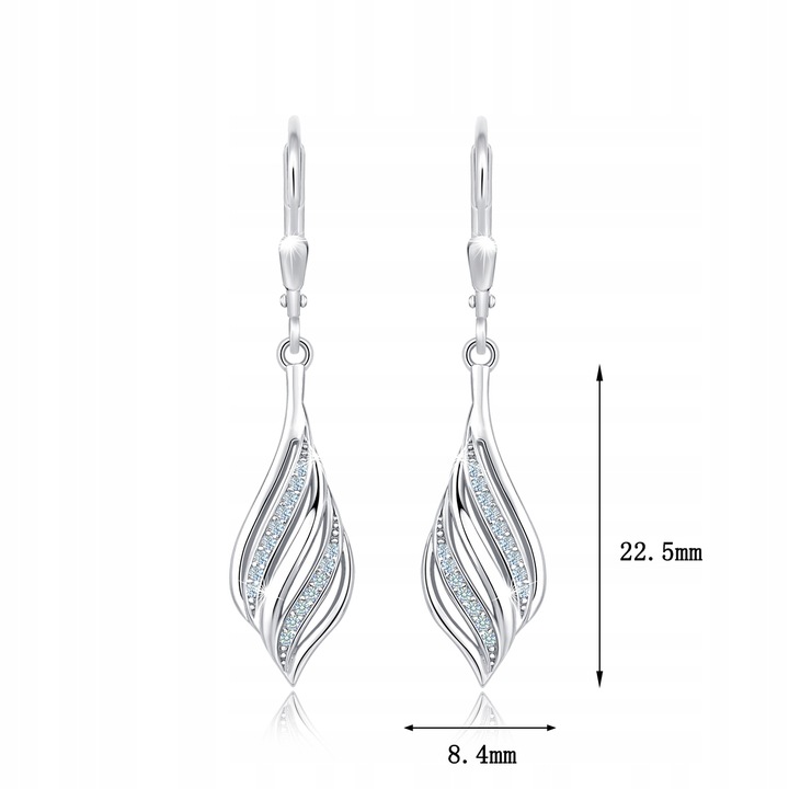 Kolczyki Srebrne wiszące Rodowane SREBRO PRÓBA 925 GRAWER na WALENTYNKI