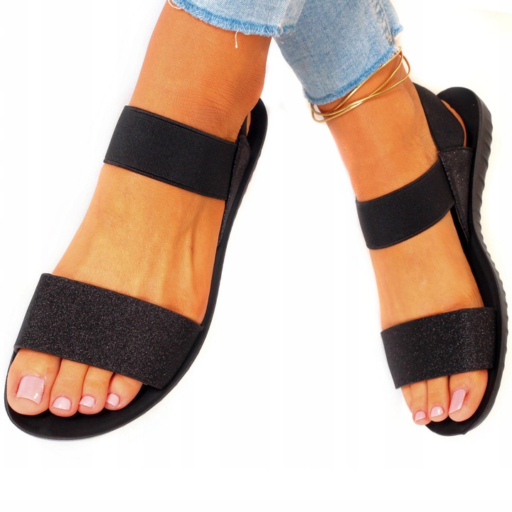 SANDAŁY DAMSKIE SPORTOWE NA GUMIE CZARNE NA LATO