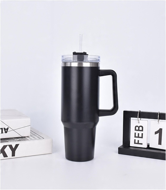 MagiCook KUBEK TERMICZNY Czarny 1200 ML ZE SŁOMKĄ STYLE USA Czerń