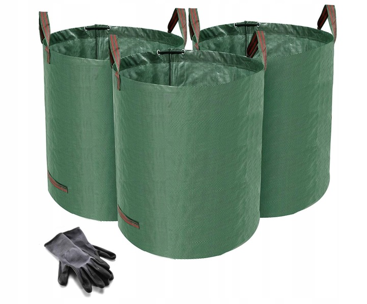 3x Worek na liście trawę Kosz Ogrodowy torba Pojemnik na Odpady 272l MOCNY