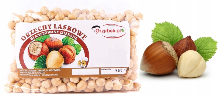 ORZECHY LASKOWE BLANSZOWANE ŁUSKANE 500g z GRUZJI - Wysoka Jakość