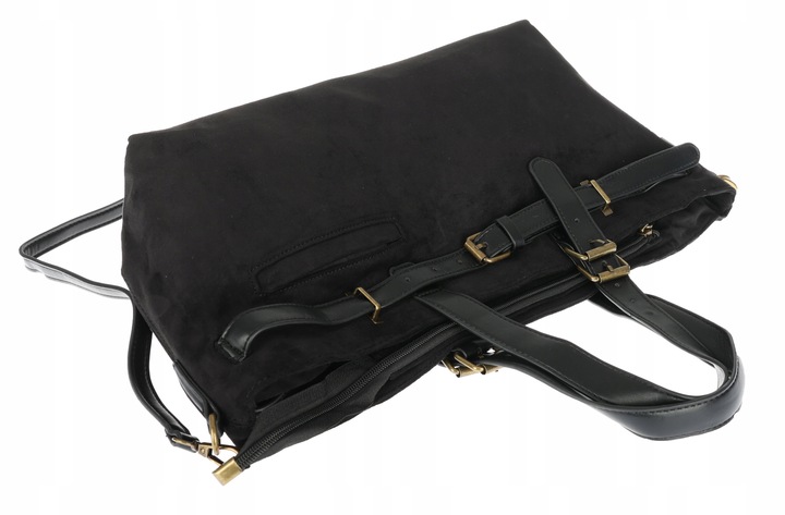 Torebka Damska shopper zamszowa torebka jamnik włoska marka 1255 Czarna