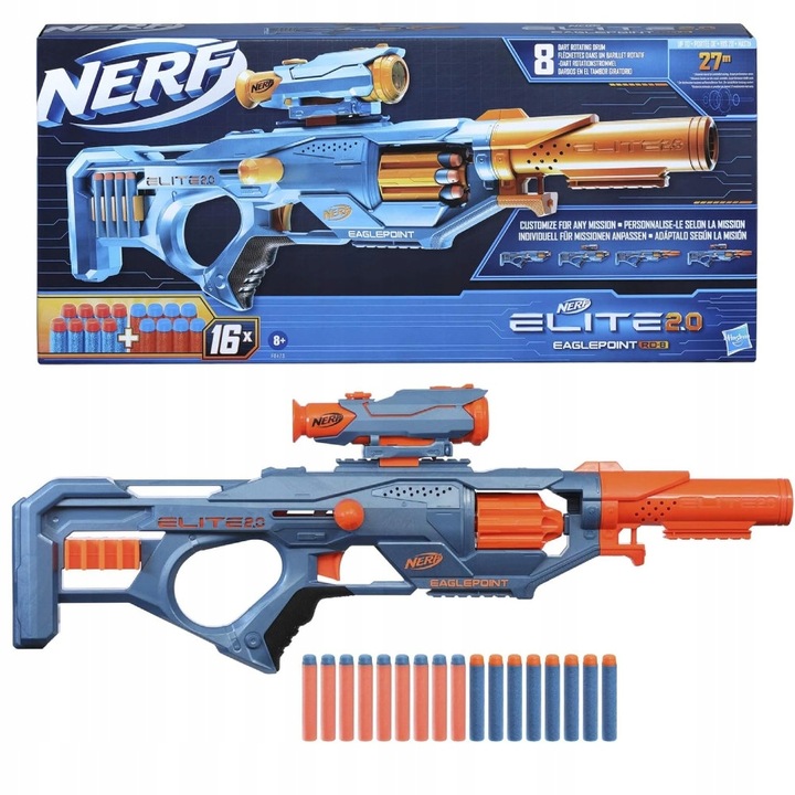 ZESTAW SNAJPERKA NERF ELITE EAGLEPOINT DODATKI CELE OPASKA STRZAŁKI