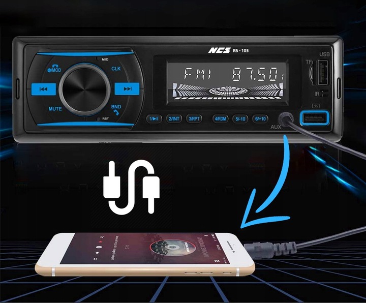 RADIO SAMOCHODOWE 1DIN USB SD MIKROFON BLUETOOTH