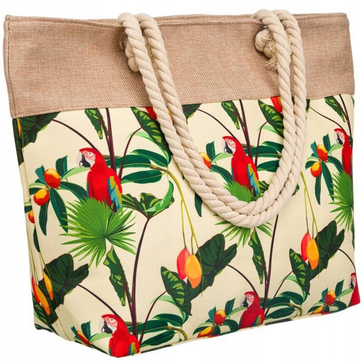 Torba Plażowa Duża Zapinana Na Zamek Torebka Shopper z Podszewką Piknik XXL