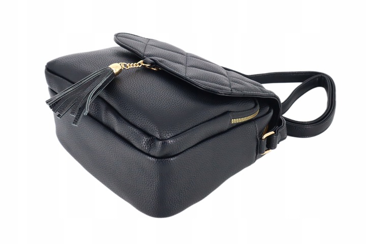 Torebka mała listonoszka przewieszka miejska pojemna z klapką CZARNA