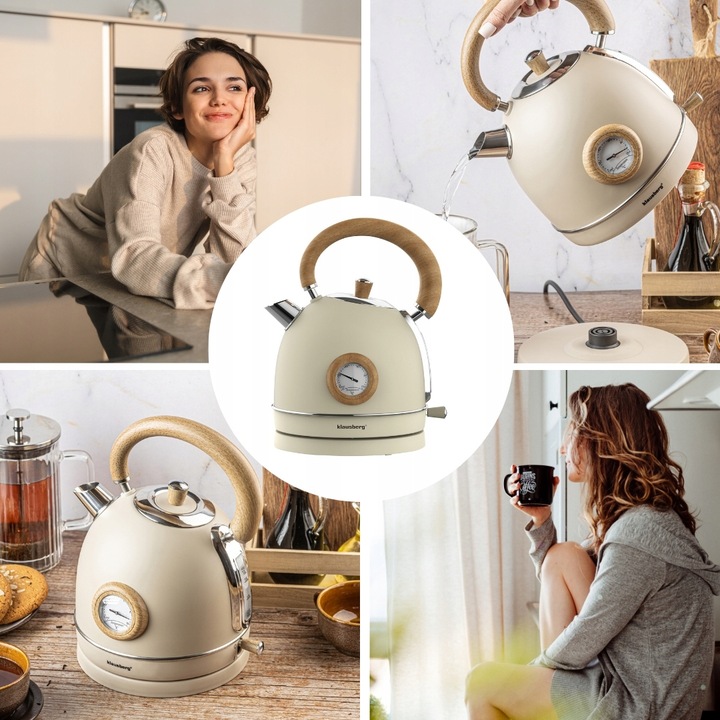 Czajnik elektryczny 1,8L Klausberg KB-7906 RETRO z Termometrem Beżowy 2200W