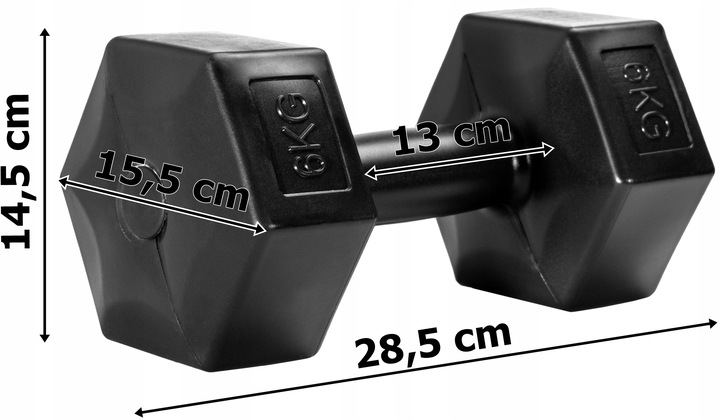 ZESTAW HANTLI HANTELKÓW HANTLE BITUMICZNE DO ĆWICZEŃ FITNESS CIĘŻARKI 2x6kg