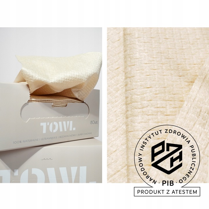 BAMBUSOWE JEDNORAZOWE RĘCZNIKI DO TWARZY 80 szt. - TOWL BAMBOO