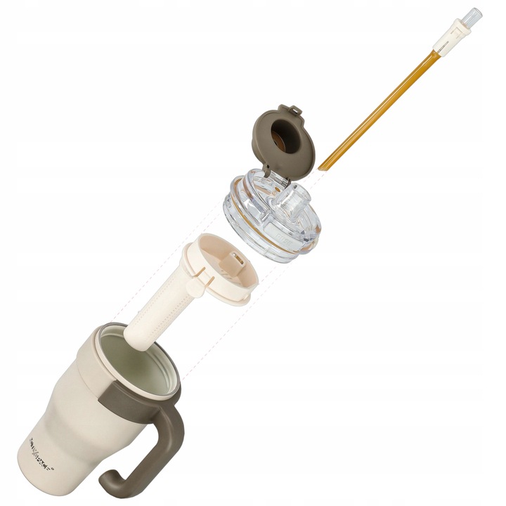 KUBEK TERMICZNY ZE SŁOMKĄ TERMOS Z UCHWYTEM NA KAWĘ HERBATĘ SZCZELNY 800ML