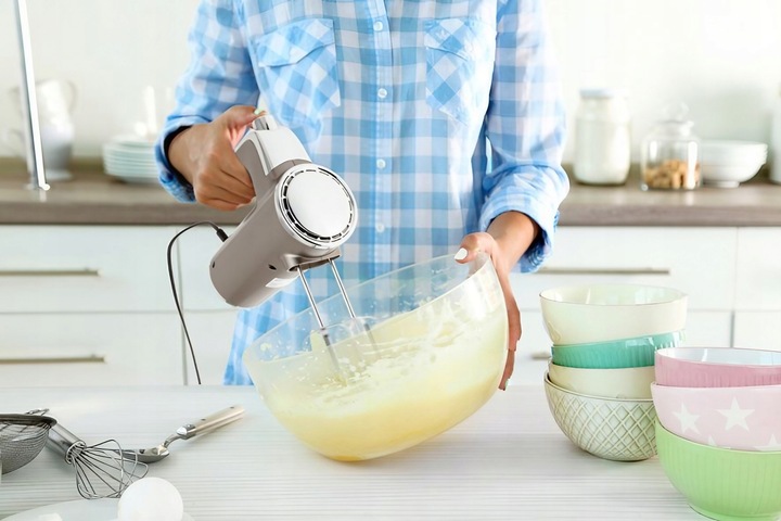 MOCNY Mikser ręczny 5 biegów TURBO MOC 400W INOX SOLIDNY 4 TRZEPACZKI