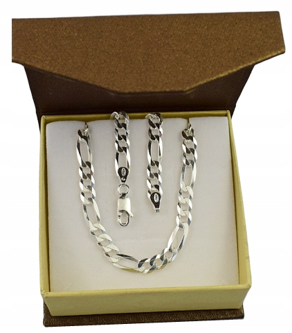 Łańcuszek Srebrny Męski Figaro Pełny Diamentowany 925 Gruby Stylowy 5,50 mm