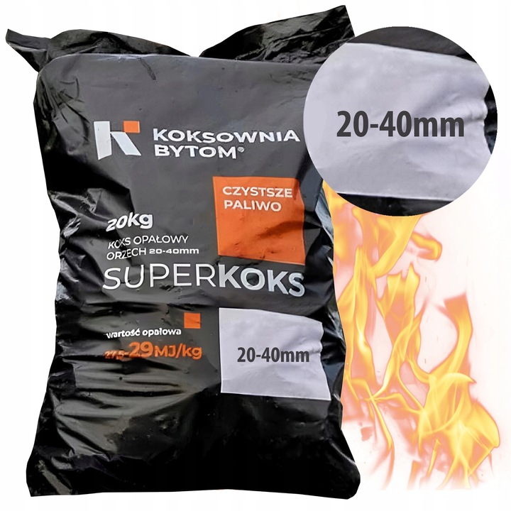 KOKS OPAŁOWY 20-40mm - KOKSOWNIA BYTOM - WĘGLOKOKS WĘGIEL OPAŁ - Worek 20kg
