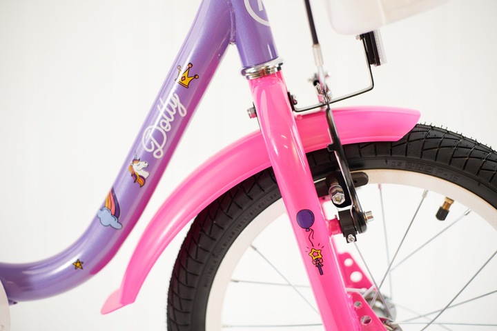 Rower 16" cali dziecięcy dla dziewczynki fotelik, kółka boczne,frędzle,kosz