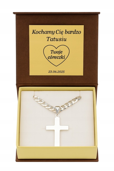 Łańcuszek Srebrny Męski Pancerka z Krzyżykiem 5,00 mm pr 925 Grawer Gratis