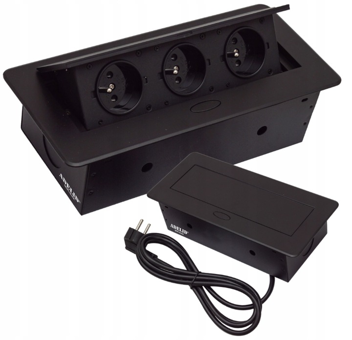 GNIAZDO POTRÓJNE CHOWANE W BLAT NABLATOWE GNIAZDKO