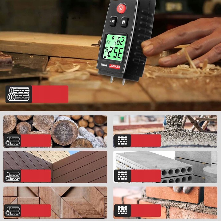 MIERNIK WILGOCI WILGOTNOŚCI WILGOTNOŚCIOMIERZ DREWNA DRZEWA + 2XAKU