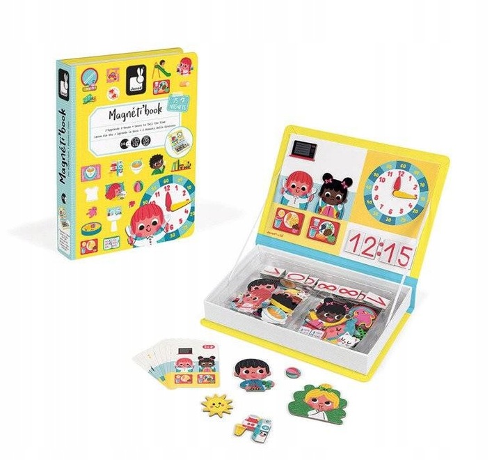 Układanka magnetyczna Magnetibook Uczę się zegarka, dla dzieci, 3+, Janod