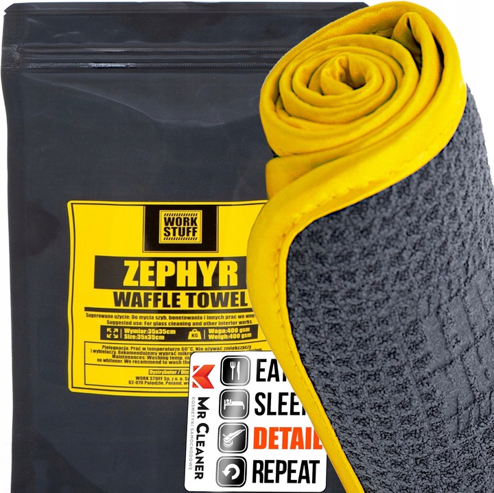 WORK STUFF ZEPHYR MIKROFIBRA WAFLOWA DO CZYSZCZENIA SZYB 35X35 CM