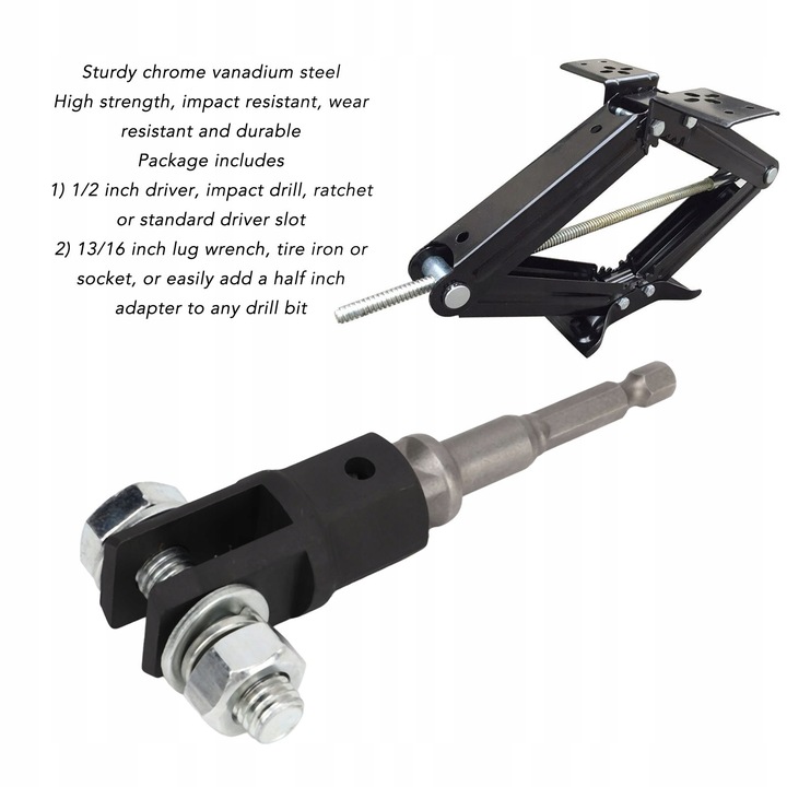 1/2 CALA PODNOŚNIK NOŻYCOWY SAMOCHODOWY ADAPTER