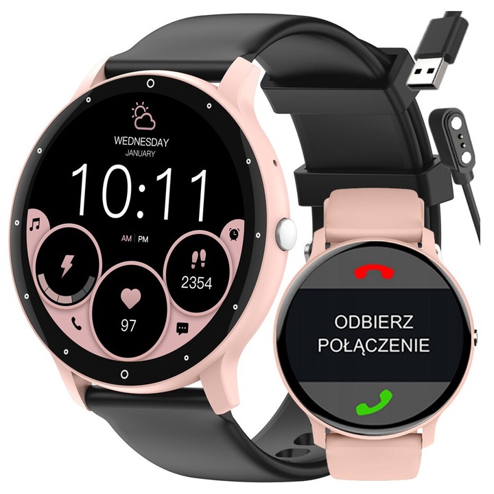 SMARTWATCH DAMSKI ZEGAREK GRAVITY ROZMOWY POLSKIE MENU +PASEK GRATIS GRAWER