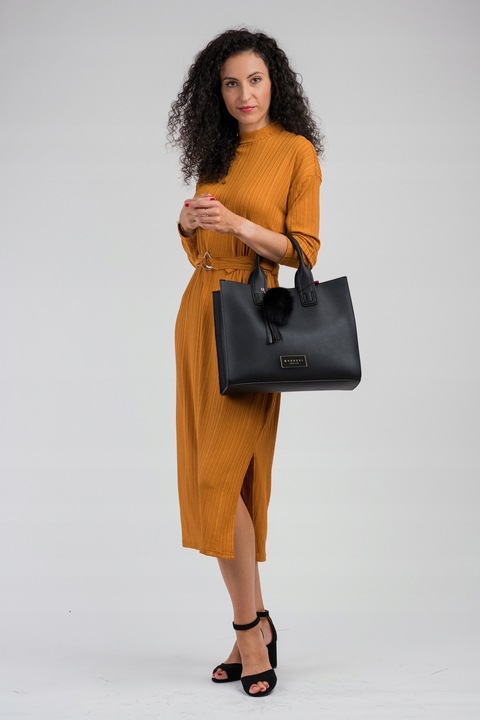 KLASYCZNA TORBA Z POMPONEM MONNARI MIEJSKA SHOPPER POJEMNA PREMIUM