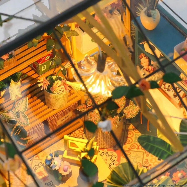 Domek dla Lalek Drewniany LED Piętrowy Retro Model do Złożenia DIY Meble