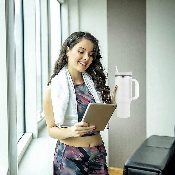 DUŻY KUBEK TERMICZNY ZE SŁOMKĄ TERMOS DO SAMOCHODU NA WODĘ 1200ML