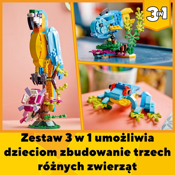 PREZENT LEGO DLA 7, 8 LATKI CREATOR 31136 Egzotyczna papuga + TORBA LEGO
