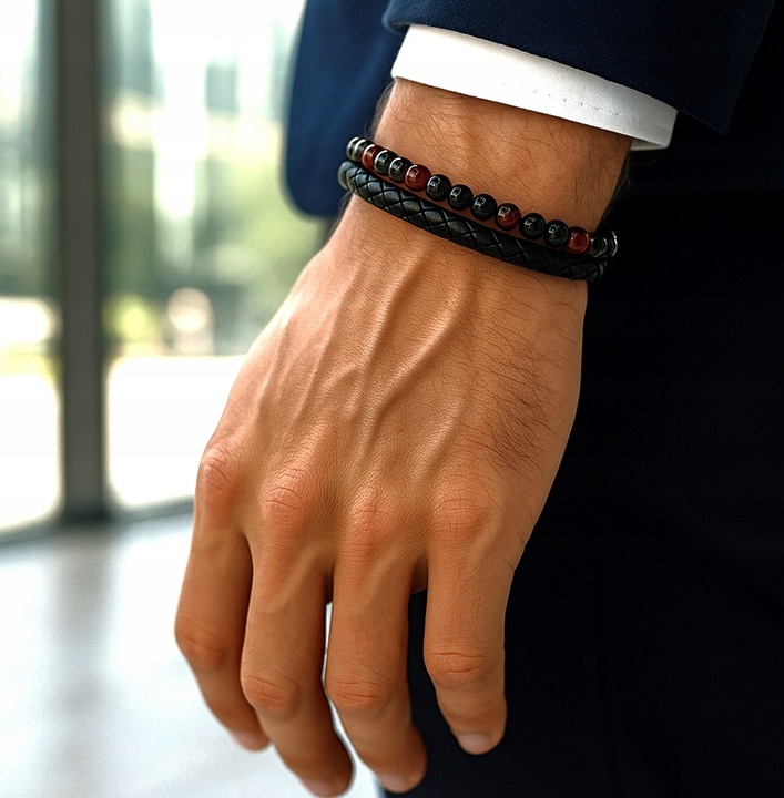 Bransoletka męska skórzana REGULOWANA Z TYGRYSIM OKIEM PREZENT Versatile