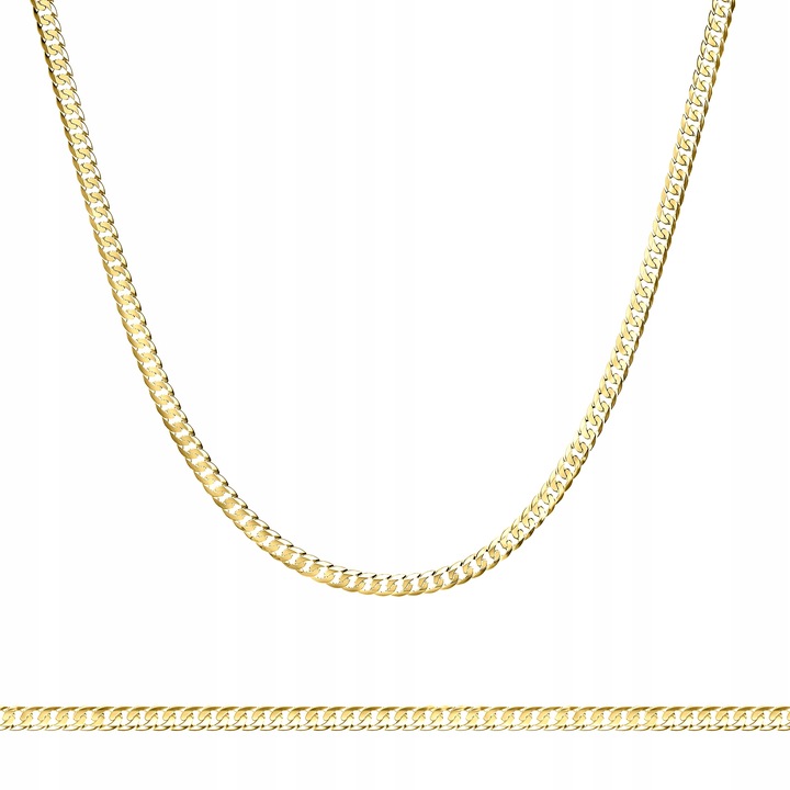 ZŁOTY ŁAŃCUSZEK MĘSKI PANCERKA 4g PEŁNY KUTY MOCNY ŁAŃCUCH 50 cm SREBRO 925