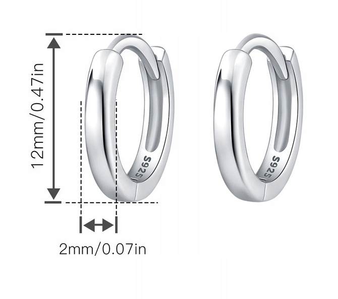 Kolczyki Srebrne PRÓBA 925 KOŁA OBRĘCZE SREBRO Proste KÓŁKA