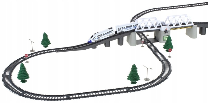 Kolejka Elektryczna Pociąg Ogromny Tor Tunel Podnoszony Most 366cm Wagony