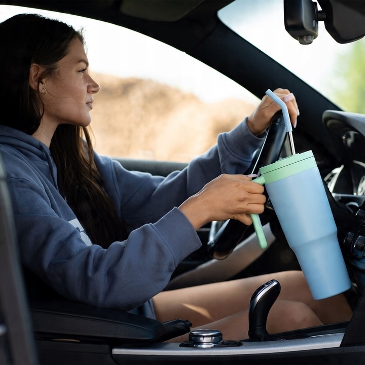 Duży Kubek Termiczny ze słomką i uchwytem OMI Tumbler 1200 ml - Sky