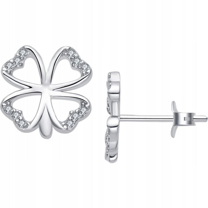 Kolczyki srebrne koniczynki wkrętki sztyfty kolczyki srebro próba 925